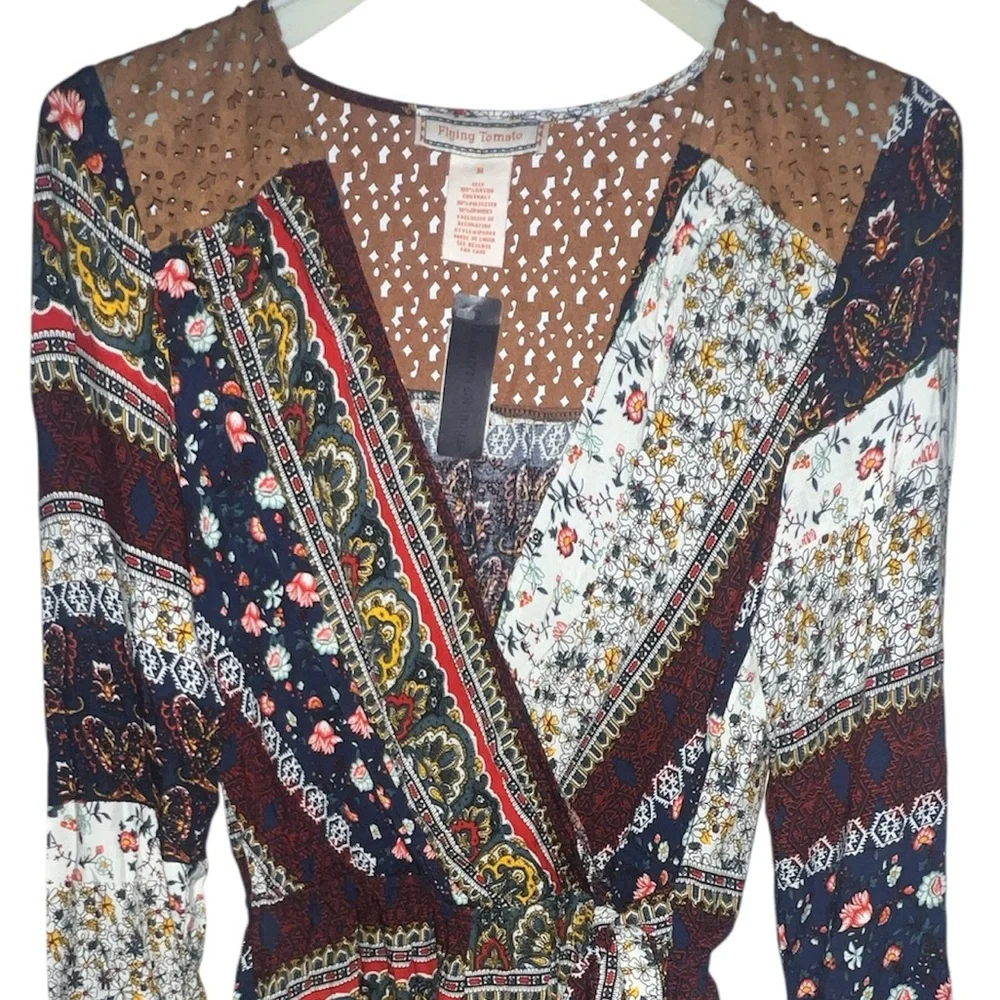 Flying Tomato Multicolor Patchwork Blouse - Picture 1 of 3